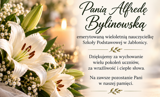 Zdjęcie do Żegnamy Panią Alfredę Bylinowską